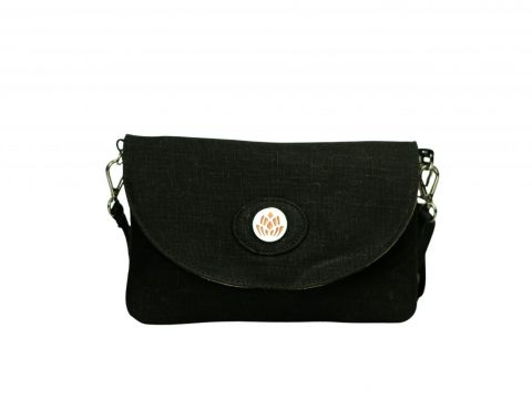 Front view of Anthracite black vegan leather clutch bag