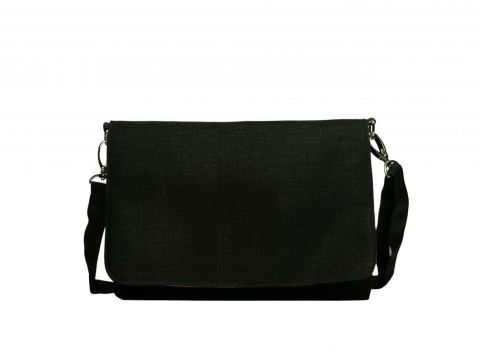 Front view of plain crossbody messenger bag in anthracite black