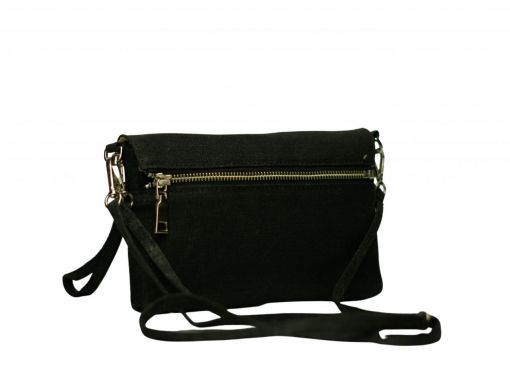 side view of crossbody clutch bag in anthracite black