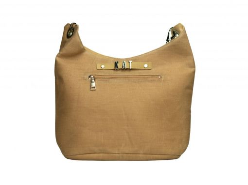 Front view ofpersonalised hobo bag in hazelnut tan