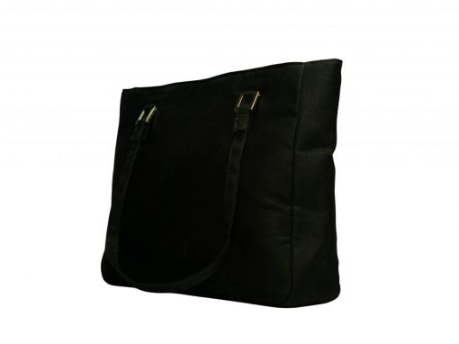 Back side view of vegan leather tote bag in anthracite black