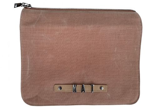 Hazelnut tan personalised foldover flap for messenger bag