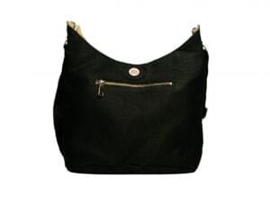 Savannah Vegan Leather Hobo Bag Anthracite Black Protea Medallion